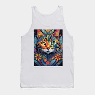 vibrant and colourful cat art design Tank Top